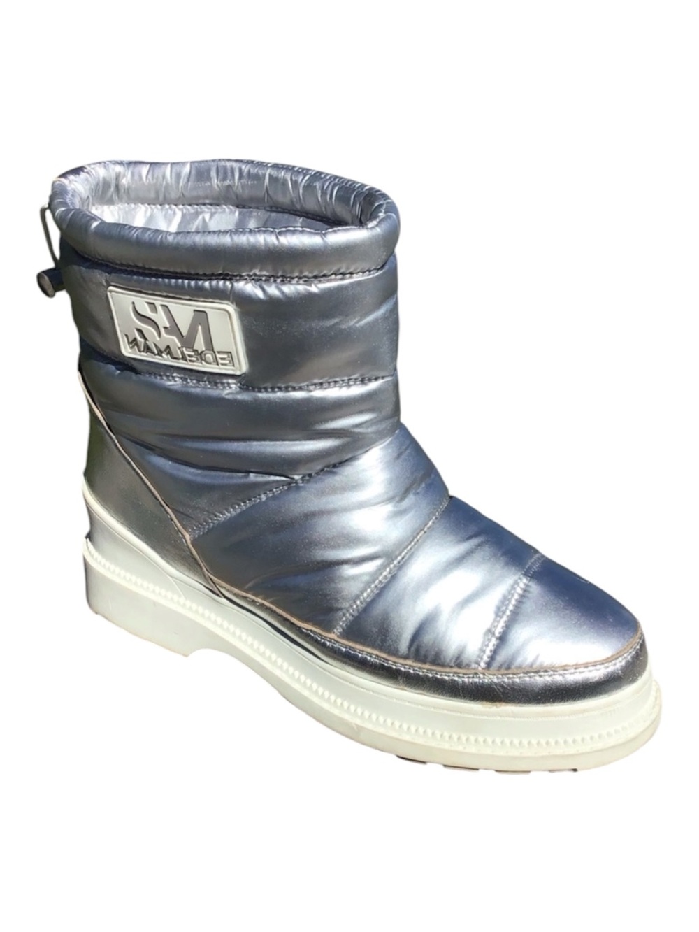 Sam Edelman Carlton Silver Leather Puffer Snow Winter Boots Size 9